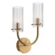 65547-045 Brass 2 Light Wall Lamp with Ribbed Glasses