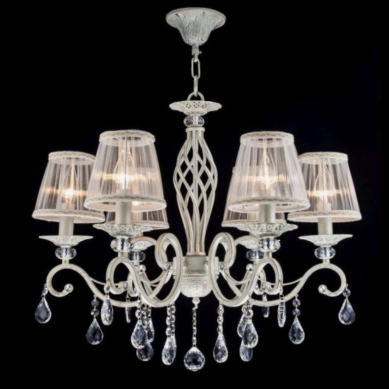 17456-045 White & Gold 6 light Chandelier with White Shades