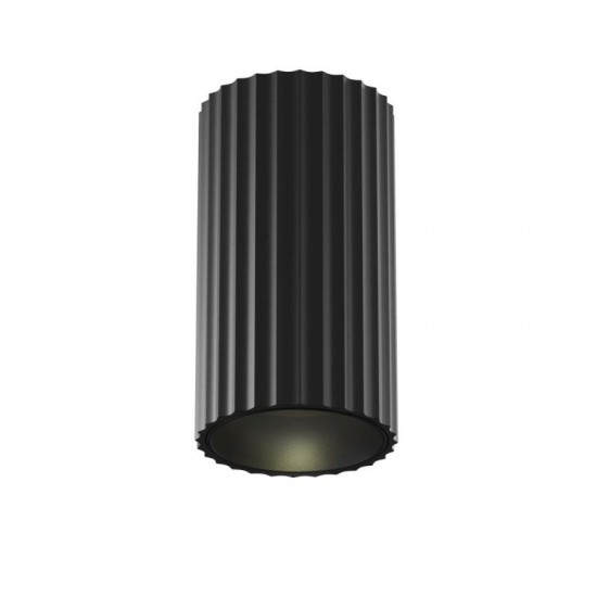 76522-045 Surface-Mounted Ribbed Black Cylindrical Spotlight