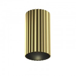 76517-045 Surface-Mounted Ribbed Brass & Black Cylindrical Spotlight