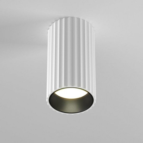 76518-045 Surface-Mounted Ribbed White Cylindrical Spotlight