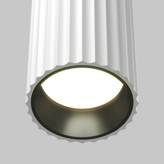 76518-045 Surface-Mounted Ribbed White Cylindrical Spotlight