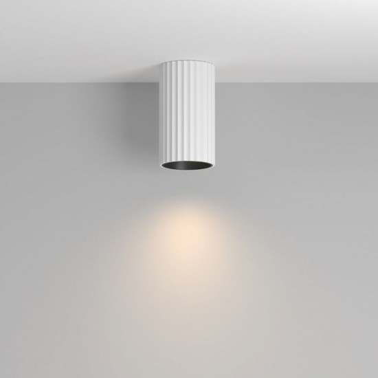 76518-045 Surface-Mounted Ribbed White Cylindrical Spotlight