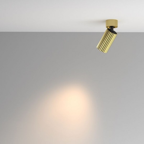 76520-045 Adjustable Ribbed Brass Spotlight Ø 5.6 cm