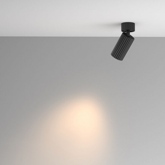 76519-045 Adjustable Ribbed Black Spotlight Ø 5.6 cm