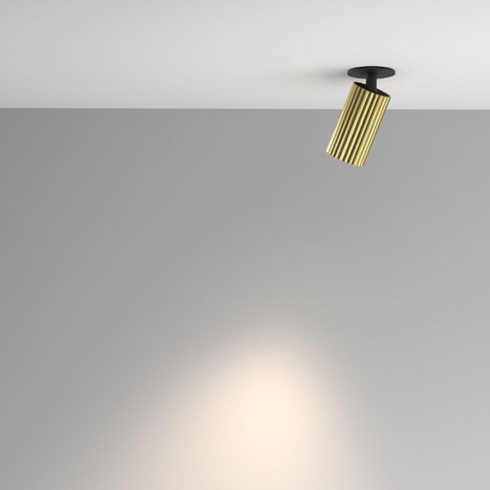 76515-045 Adjustable Ribbed Brass & Black Recessed Spotlight