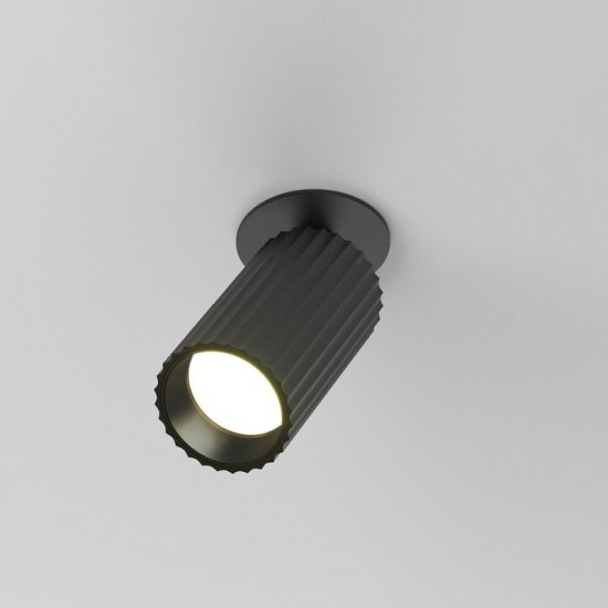 76514-045 Adjustable Ribbed Black Recessed Spotlight