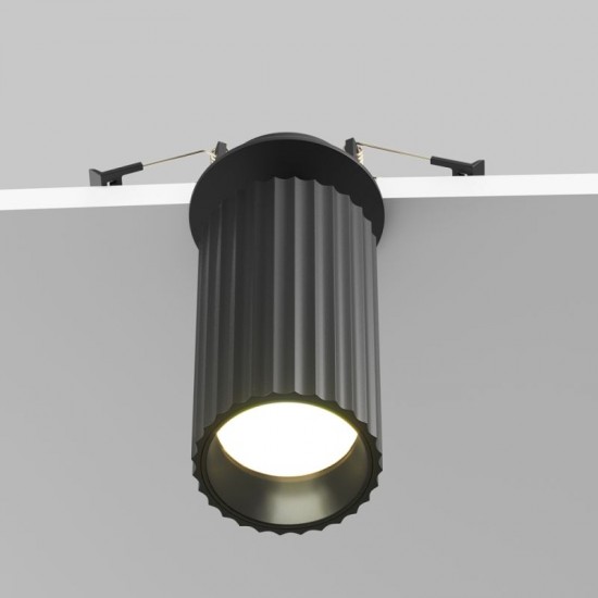 76514-045 Adjustable Ribbed Black Recessed Spotlight