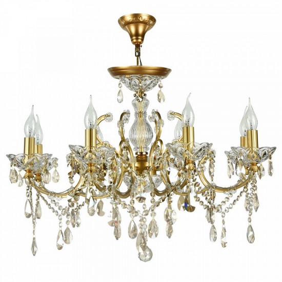 17641-045 Gold 8 Light Chandelier with Crystal