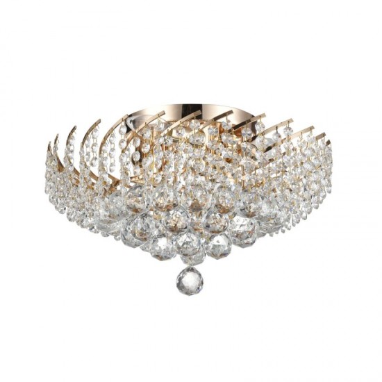 17647-045 Gold 6 Light Ceiling Lamp with Crystal
