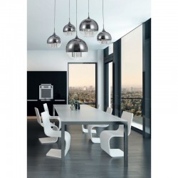 17716-045 Chrome Cluster Pendant with Mirrored Glass and Crystal