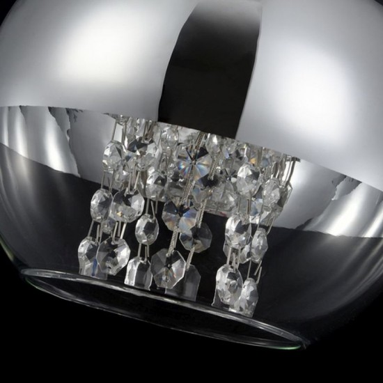 17717-045 Chrome Pendant with Mirrored Glass and Crystal