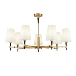54223-045 Brass 7 Light Centre Fitting with White Shades 54223-045 Brass 7 Light Centre Fitting with White Shades