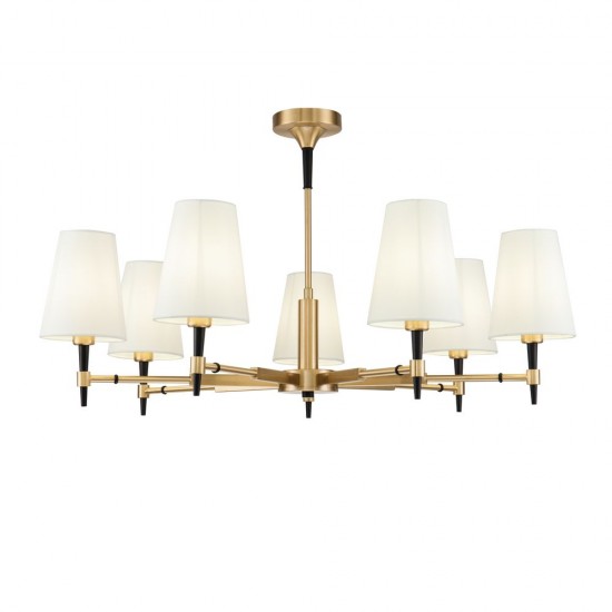 54223-045 Brass 7 Light Centre Fitting with White Shades