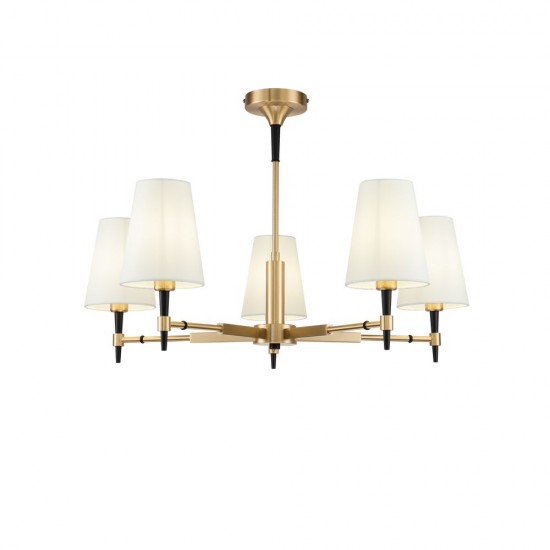 54224-045 Brass 5 Light Centre Fitting with White Shades