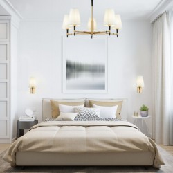 54224-045 Brass 5 Light Centre Fitting with White Shades