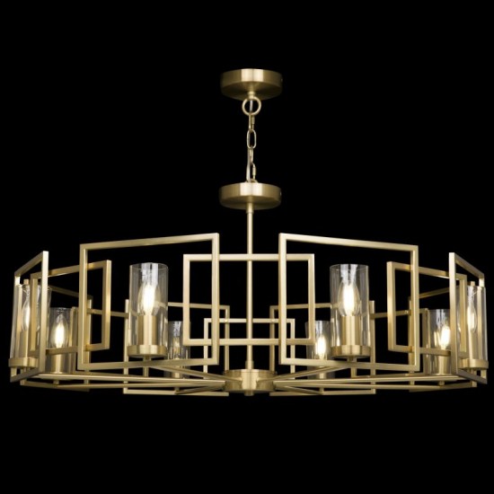 59734-045 Gold 8 Light Centre Fitting with Clear Glasses