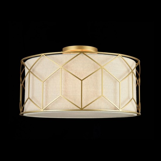42525-045 Linen with Stencil Pattern 3 Light Ceiling Lamp