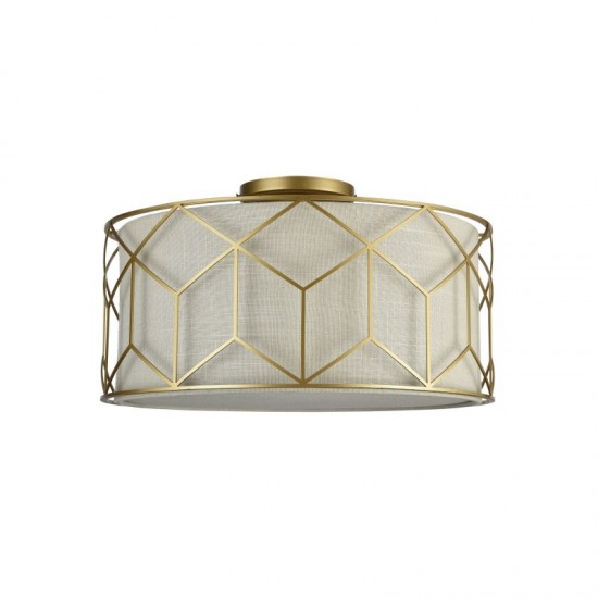 42525-045 Linen with Stencil Pattern 3 Light Ceiling Lamp