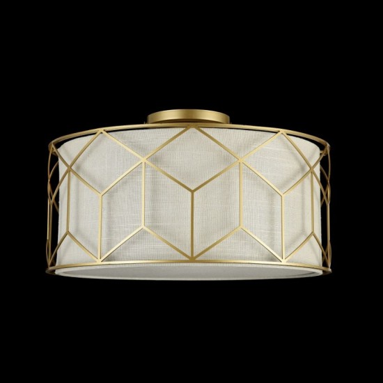 42525-045 Linen with Stencil Pattern 3 Light Ceiling Lamp