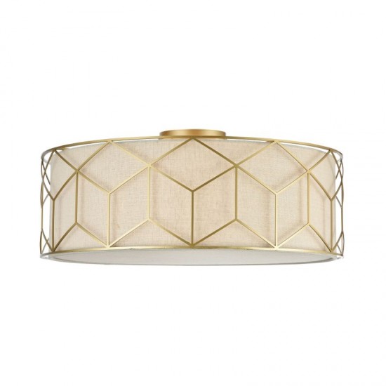 42526-045 Linen with Stencil Pattern 5 Light Ceiling Lamp