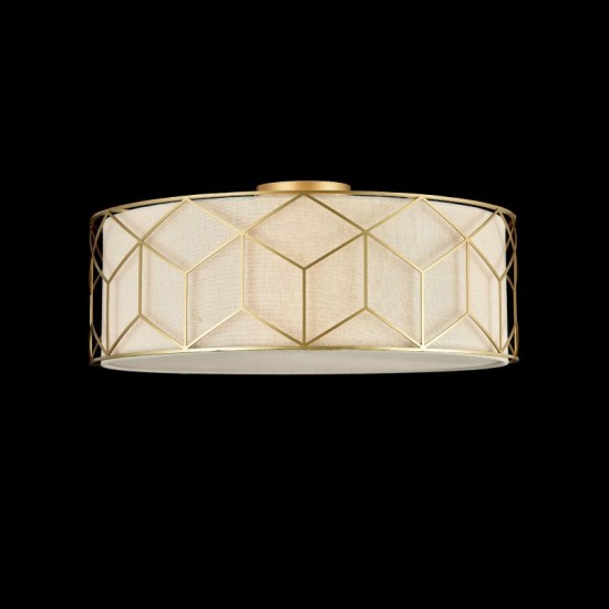 42526-045 Linen with Stencil Pattern 5 Light Ceiling Lamp