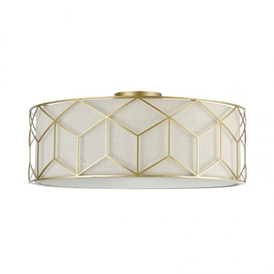 42526-045 Linen with Stencil Pattern 5 Light Ceiling Lamp