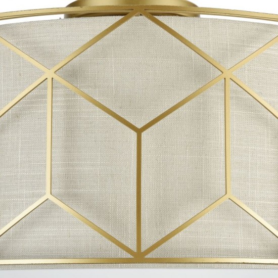 42525-045 Linen with Stencil Pattern 3 Light Ceiling Lamp