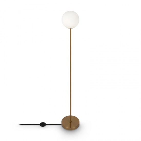 68643-045 Brass Floor Lamp with White Glass Ball