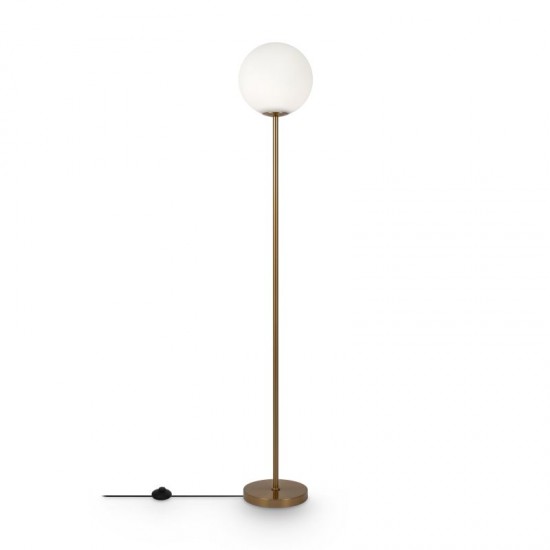 68643-045 Brass Floor Lamp with White Glass Ball