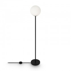 68642-045 White Glass Ball & Black Floor Lamp