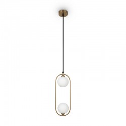68644-045 Brass 2 Light Pendant with White Glass Balls 68644-045 Brass 2 Light Pendant with White Glass Balls