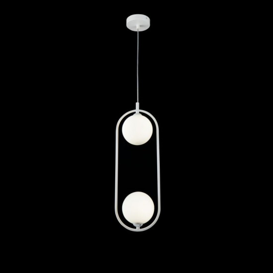 54171-045 White 2 Light Pendant with White Glasses