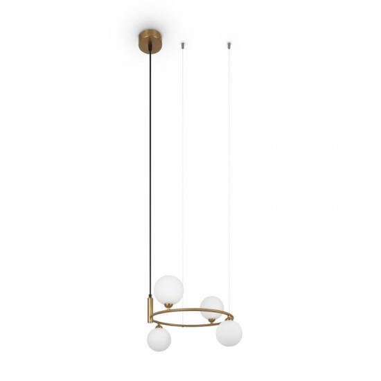 68645-045 Brass 4 Light Centre Fitting with White Glasses