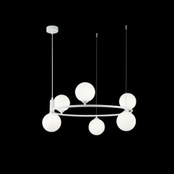 54166-045 White 6 Light Centre Fitting with White Glasses