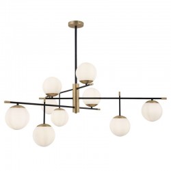 59723-045 Black a& Gold 9 Light Centre Fitting with White Glasses