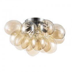 17783-045 Nickel 4 Light Ceiling Lamp with Amber Mirrored Glasses