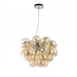 17785-045 Nickel 8 Light Pendant with Amber Mirrored Glasses