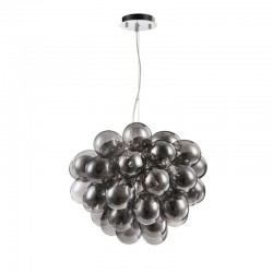 17786-045 Nickel 8 Light Pendant with Smoked Mirrored Glasses