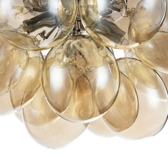 17783-045 Nickel 4 Light Ceiling Lamp with Amber Mirrored Glasses