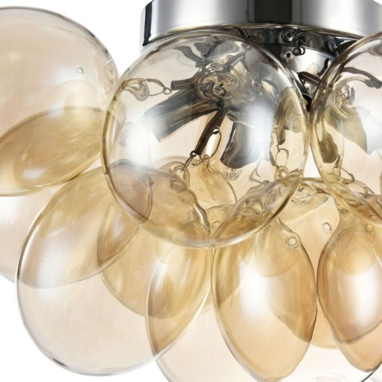 17783-045 Nickel 4 Light Ceiling Lamp with Amber Mirrored Glasses
