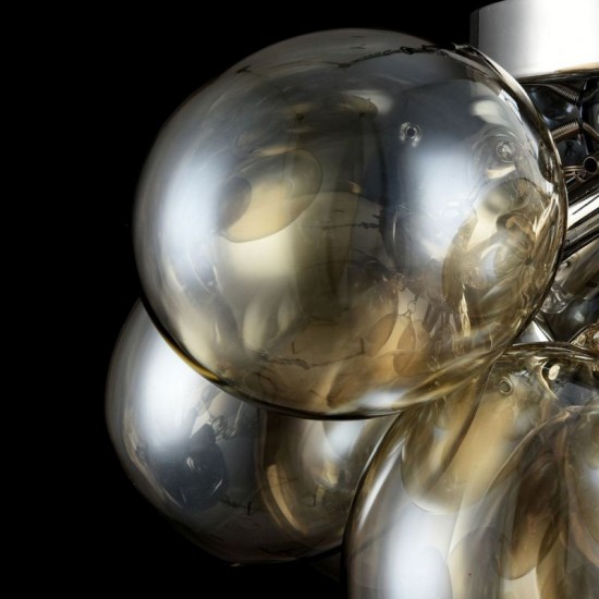 17783-045 Nickel 4 Light Ceiling Lamp with Amber Mirrored Glasses