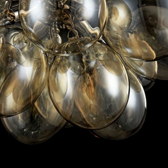 17783-045 Nickel 4 Light Ceiling Lamp with Amber Mirrored Glasses