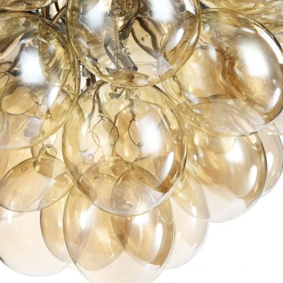 17785-045 Nickel 8 Light Pendant with Amber Mirrored Glasses
