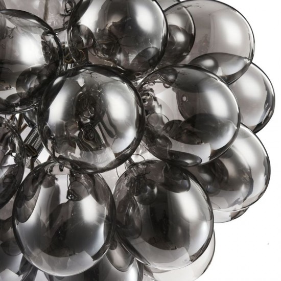 17786-045 Nickel 8 Light Pendant with Smoked Mirrored Glasses