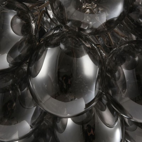 17786-045 Nickel 8 Light Pendant with Smoked Mirrored Glasses
