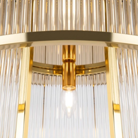 73424-045 Gold 6 Light Semi Flush with Clear Rods