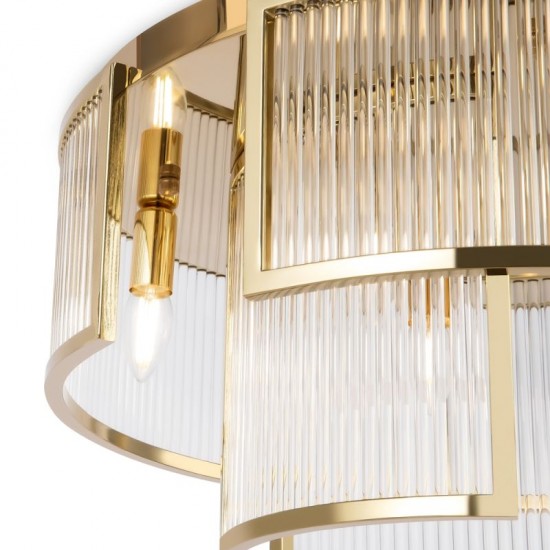 73424-045 Gold 6 Light Semi Flush with Clear Rods