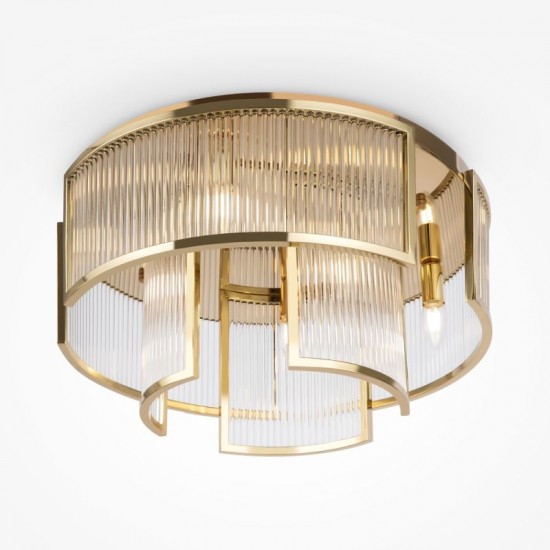 73424-045 Gold 6 Light Semi Flush with Clear Rods