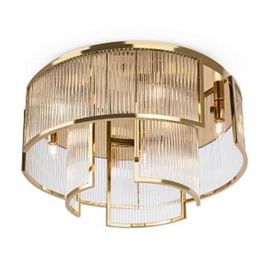 73484-045 Gold 9 Light Semi Flush with Clear Rods